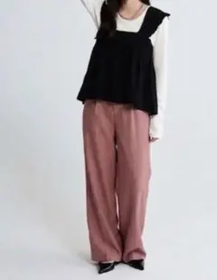 JEANASIS ピンク ワイドパンツ リネン風 美脚 ゆったり FREEのサムネイル
