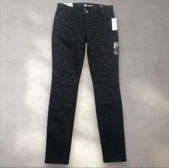 新品タグ付き ギャップ/GAP (2・S) 黒地×レオパード柄 スキニーパンツ