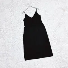 【ZARA KNIT】　ニットキャミワンピース　（Ｓ）　黒　Ｖネック　タイト
