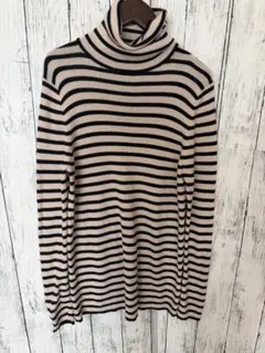 【ユニクロ】UNIQLO メリノリブタートルネックセーター ボーダー柄 3XL