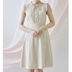 tocco closet ノースリーブ ストライプ ワンピースベージュフリル