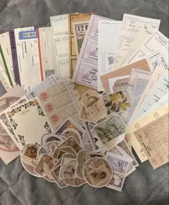 L判シール 約40枚 ジャンクジャーナル 雑記帳 アンティーク ステッカー