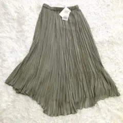 未使用タグ付 スピックアンドスパン シアープリーツスカート ロング カーキ 36