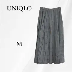 UNIQLO INES プリーツスカート M グレー チェック ロングスカート
