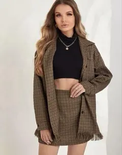 匿名発送★shein セットアップ チェック スカート　レディース　ジャケット