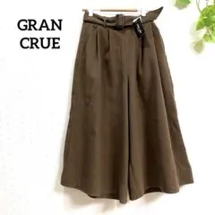 GRAN CRUE ワイドパンツ ベルト付スカーチョ きれいめ　茶色　秋冬