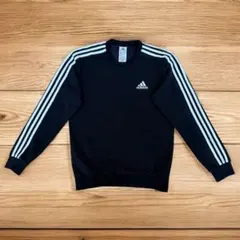 【人気】adidas スウェット M 黒 3本ライン ワンポイントロゴ 定番