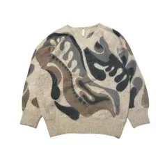 アンゴラ混 ふわふわ総柄ニット セーター Y2Kテイスト レディース