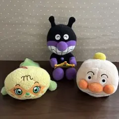 アンパンマン ぬいぐるみ3個セット　バイキンマン　メロンパンナ　アンパンマン号