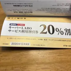 VTホールディングス 株主優待券　割引券 キーパーラボ20%オフ