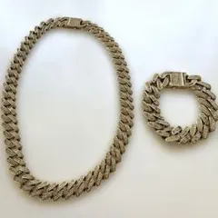 ゴールドチェーン ネックレス＆ブレスレット セット マイアミキューバン