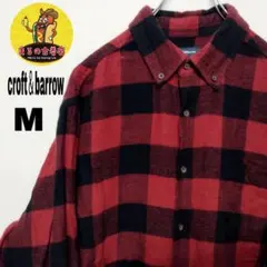 usa古着 croft＆barrow ネルシャツ　M レッド　ブラック　チェック