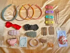 ヘアアクセサリーまとめ売り21点セット(カチューシャ・ヘアピン・イヤリングなど)