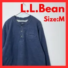 【美品】古着　エルエルビーン　ヘンリーネック　サーマルシャツ　ネイビー　M