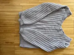 グレー リブ編み 長袖 Vネックセーター2点セット