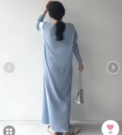 wee9s ストレッチクルーネックプリーツワンピース プリーツワンピース