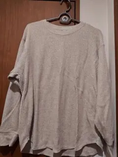 UNIQLO ベージュ ワッフル長袖Tシャツ
