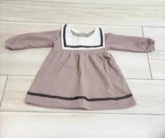 80サイズ　ピンク　襟付きワンピース　裏起毛