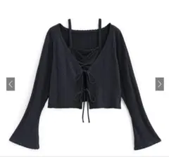 グレイル リボンカーディガン×キャミソール透かし編みニットアンサンブル