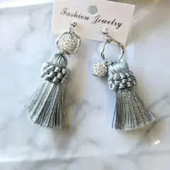 ラインストーンボール フリンジ タッセル ピアス/イヤリング ハンドメイド