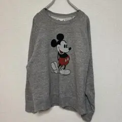 ディズニー ミッキー裏起毛スウェット ラグラン L相当 グレー