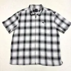 RVCA オンブレチェック フルジップ シャツ レーヨン 黒白 オーバーサイズMのサムネイル