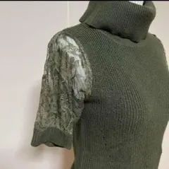 大人フェミニン31 Sons de modeカーキタートルネックニット レース