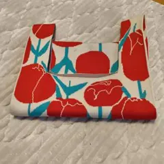 チューリップ柄 ニットバッグ トートバッグ