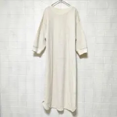 UNIQLO ユニクロ (L)　ワッフル クルーネックワンピース　7分袖
