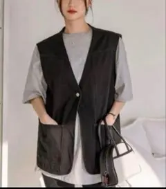 DAZY デニムベスト　トップス　カジュアル　コットン混　重ね着　おしゃれ　L