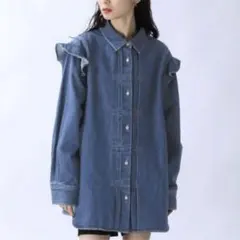 JEANASISジーナシス デニムフリルレギュラーシャツ