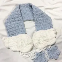 編み物 イヤーマフ 耳あて 羽 ウィッシュコア 天使界隈 白 水色