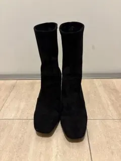 moussy 黒 スエード ショートブーツ 中ヒール