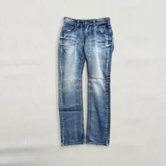 デニムパンツ ジーンズ ウォッシュ加工 色落ち ブルー カジュアル シンプルのサムネイル