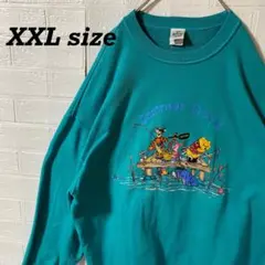 ディズニー　プーさんオールスター　90sロシア製刺繍スウェット　ターコイズのサムネイル