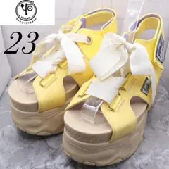 【203】YOSUKEヨースケ サンダル 厚底 リボン ベージュ　イエロー 23