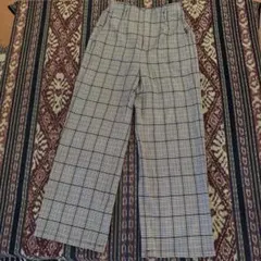 GU グレンチェック ワイドパンツ M