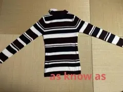 【新品未使用品】as know as ボルドーストライプハイネックセーター