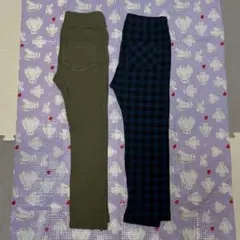 キッズ ロングパンツ 2枚セット チェック柄 カーキ 西松屋