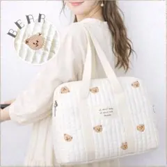 キルティングマザーズバッグ 保育園バッグ 出産 入院 ヌビ クマ柄⭐️