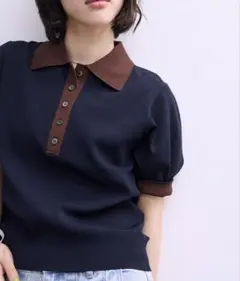ADAM ET ROPE' アダムエロペ ハーフスリーブ バイカラー ポロニットのサムネイル