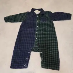 SHIPS チェック柄ロンパース（緑・青）