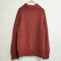 無印良品　MUJI ニット　セーター　ウール混　毛混　赤　M モックネック　長袖