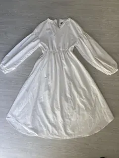 Heather ヘザー ホワイト 長袖シャツワンピース