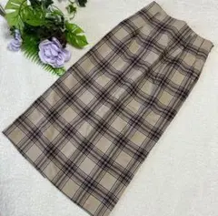 【LOWRYS FARM 】ハイウエスト　ミモレ丈スカート　チェック柄　M