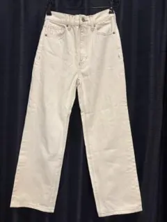 【GU】ハイライズ ストレート デニムジーンズ ホワイト XS