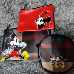 ミッキー&ミニーデザイン　ポーチ3点セット