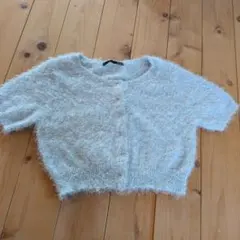 Heather 半袖 シャギーニット カーディガン