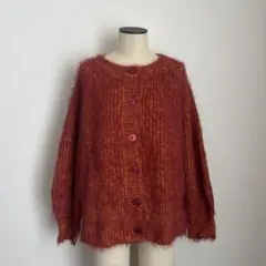 オレンジ系 ボタン付きニットカーディガン　レプシィム LEPSIM