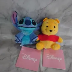 Disney　スティッチ&くまのプーさん　ぬいぐるみキーホルダーセット